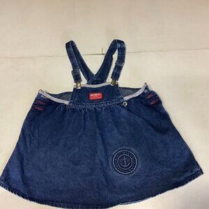 Vintage Oshkosh Denim Jean Jumper Dress Nautical Royal Marine Size 5
